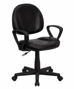 Flash Furniture - Ronald Contemporary Leather/Faux Leather Swivel Office Chair - Black 1