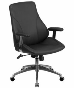 Flash Furniture - Hansel Contemporary Leather Executive Swivel Mid-Back Office Chair - Black