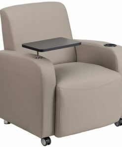 Flash Furniture - George Rectangle Contemporary Leather/Faux Leather Tablet Arm Chair - Upholstered - Gray 1