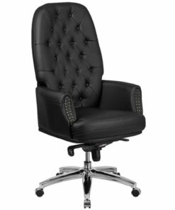 Flash Furniture - Hansel Traditional High Back Tufted LeatherSoft Multifunction Ergonomic Office Chair w/Arms - Black