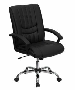 Flash Furniture - Hansel Contemporary Leather Swivel Mid-Back Office Chair - Black
