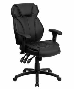Flash Furniture - Hansel Contemporary Leather/Faux Leather Executive Swivel Office Chair - Black 2