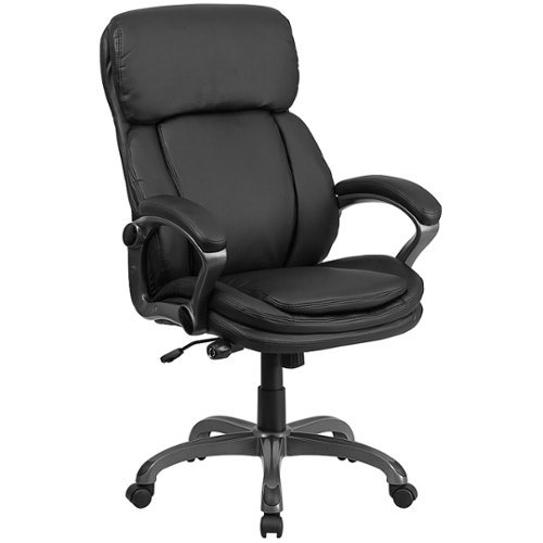 Flash Furniture - Hansel Contemporary Leather/Faux Leather Executive Swivel High Back Office Chair - Black