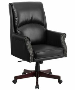 Flash Furniture - Hansel Traditional High Back Pillow Back LeatherSoft Executive Swivel Office Chair with Arms - Black