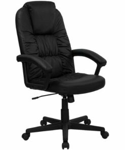 Flash Furniture - Hansel Contemporary Leather/Faux Leather Executive Swivel Office Chair - Black 4