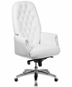 Flash Furniture - Hansel Traditional High Back Tufted LeatherSoft Multifunction Ergonomic Office Chair w/Arms - White