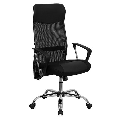 Flash Furniture - Abney Contemporary Leather/Faux Leather Swivel Office Chair - Black
