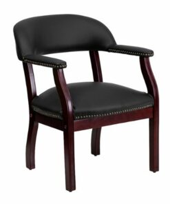 Flash Furniture - Diamond  Traditional Leather/Faux Leather Side Chair - Upholstered - Black LeatherSoft 0