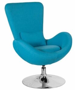Flash Furniture - Egg  Contemporary Fabric Accent Chair - Upholstered - Aqua Fabric