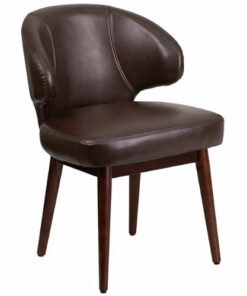 Flash Furniture - Comfort Back  Contemporary Leather/Faux Leather Side Chair - Upholstered - Brown LeatherSoft