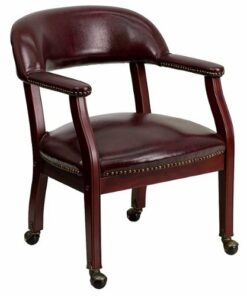 Flash Furniture - Sarah  Traditional Vinyl Side Chair - Upholstered - Oxblood Vinyl