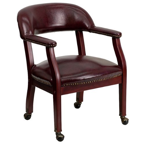 Flash Furniture - Sarah  Traditional Vinyl Side Chair - Upholstered - Oxblood Vinyl