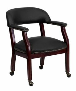 Flash Furniture - Diamond  Traditional Leather/Faux Leather Side Chair - Upholstered - Black LeatherSoft 1