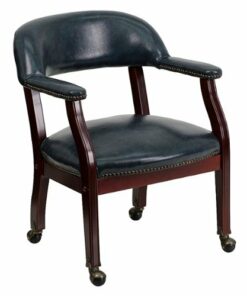 Flash Furniture - Sarah  Traditional Vinyl Side Chair - Upholstered - Navy Vinyl