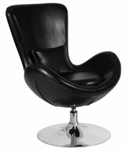 Flash Furniture - Egg  Contemporary Leather/Faux Leather Accent Chair - Upholstered - Black LeatherSoft