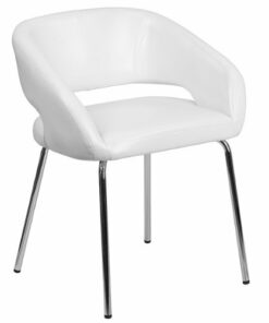 Flash Furniture - Fusion  Contemporary Leather/Faux Leather Side Chair - Upholstered - White