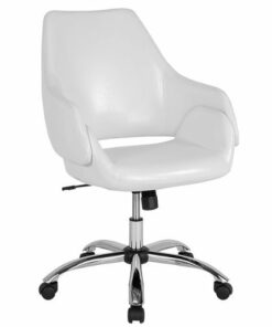 Flash Furniture - Madrid Contemporary Leather/Faux Leather Executive Swivel Office Chair - White LeatherSoft