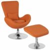 Flash Furniture - Egg  Contemporary Fabric Chair and Ottoman Set - Orange Fabric