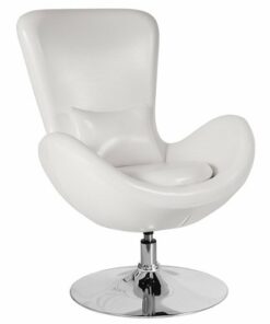 Flash Furniture - Egg  Contemporary Leather/Faux Leather Accent Chair - Upholstered - White LeatherSoft