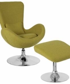Flash Furniture - Egg  Contemporary Fabric Chair and Ottoman Set - Green Fabric