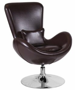 Flash Furniture - Egg  Contemporary Leather/Faux Leather Accent Chair - Upholstered - Brown LeatherSoft