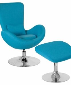 Flash Furniture - Egg  Contemporary Fabric Chair and Ottoman Set - Aqua Fabric