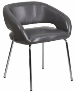 Flash Furniture - Fusion  Contemporary Leather/Faux Leather Side Chair - Upholstered - Gray
