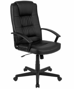 Flash Furniture - Biscayne Contemporary Leather/Faux Leather Swivel Office Chair - Black