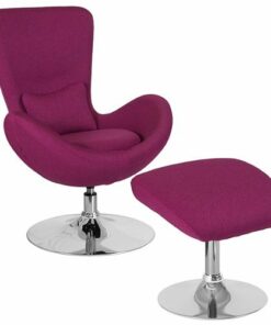 Flash Furniture - Egg  Contemporary Fabric Chair and Ottoman Set - Magenta Fabric