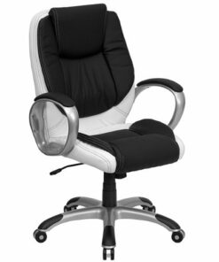 Flash Furniture - Contemporary Leather/Faux Leather Executive Swivel Office Chair - Black and White