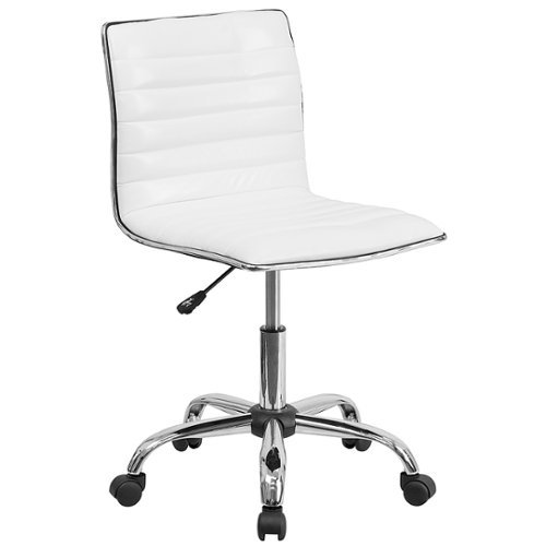 Flash Furniture - Alan Contemporary Vinyl Swivel Office Chair - White Vinyl/Chrome Frame