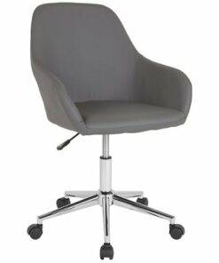 Flash Furniture - Cortana Contemporary Leather/Faux Leather Swivel Office Chair - Gray LeatherSoft