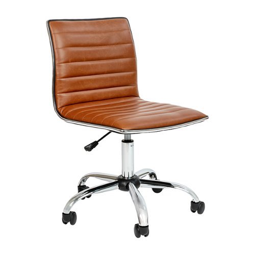 Flash Furniture - Alan Contemporary Vinyl Swivel Office Chair - Brown Vinyl/Chrome Frame