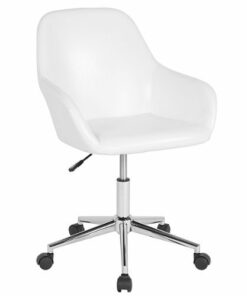 Flash Furniture - Cortana Contemporary Leather/Faux Leather Swivel Office Chair - White LeatherSoft