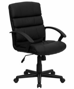 Flash Furniture - Lane Contemporary Leather/Faux Leather Swivel Office Chair - Black