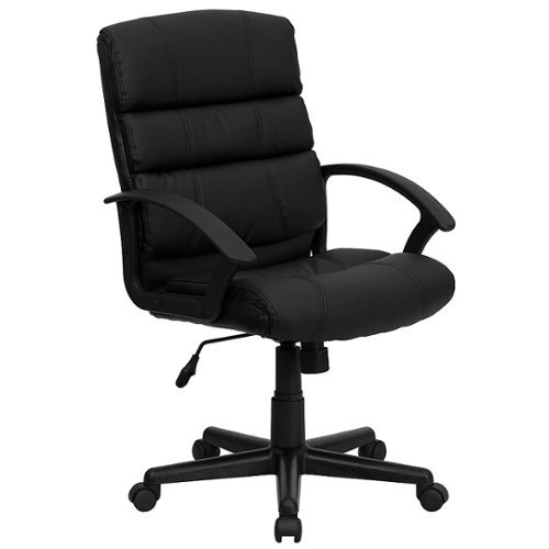 Flash Furniture - Lane Contemporary Leather/Faux Leather Swivel Office Chair - Black