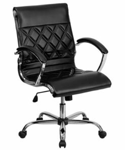 Flash Furniture - Merideth Contemporary Leather/Faux Leather Executive Swivel Mid-Back Office Chair - Black