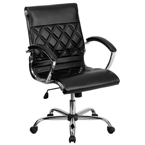 Flash Furniture - Merideth Contemporary Leather/Faux Leather Executive Swivel Mid-Back Office Chair - Black