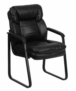 Flash Furniture - Isla  Contemporary Leather/Faux Leather Side Chair - Upholstered - Black LeatherSoft