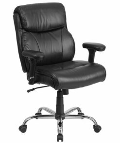 Flash Furniture - Hercules Big & Tall 400 lb. Rated Mid-Back Ergonomic Task Chair - Black LeatherSoft