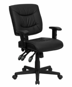 Flash Furniture - Cole Contemporary Leather/Faux Leather Swivel Office Chair - Black 1