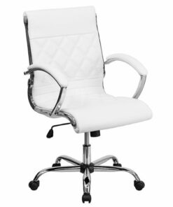 Flash Furniture - Merideth Contemporary Leather/Faux Leather Executive Swivel Mid-Back Office Chair - White