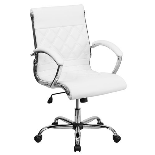 Flash Furniture - Merideth Contemporary Leather/Faux Leather Executive Swivel Mid-Back Office Chair - White