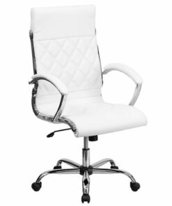 Flash Furniture - Merideth Contemporary Leather/Faux Leather Executive Swivel High Back Office Chair - White