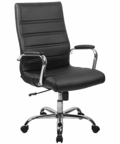 Flash Furniture - Whitney High Back Modern Leather/Faux Leather Executive Swivel Office Chair - Black LeatherSoft/Chrome Frame