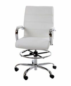 Flash Furniture - Whitney Modern Leather/Faux Leather Drafting Chair - White