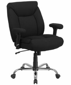 Flash Furniture - Hercules Contemporary Fabric Big & Tall Swivel Mid-Back Office Chair with Adjustable Arms - Black Fabric
