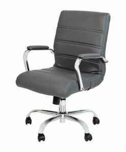 Flash Furniture - Whitney Mid-Back Modern Leather/Faux Leather Executive Swivel Office Chair - Gray LeatherSoft/Chrome Frame