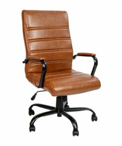 Flash Furniture - Whitney High Back Modern Leather/Faux Leather Executive Swivel Office Chair - Brown LeatherSoft/Black Frame