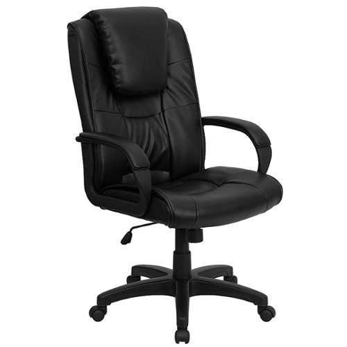 Flash Furniture - Jessica Contemporary Leather/Faux Leather Executive Swivel Office Chair - Black
